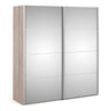 *Verona Sliding Wardrobe 180cm in Truffle Oak with Mirror Doors with 2 Shelves