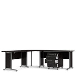 Prima Desk 150 cm in Black woodgrain with Silver grey steel legs