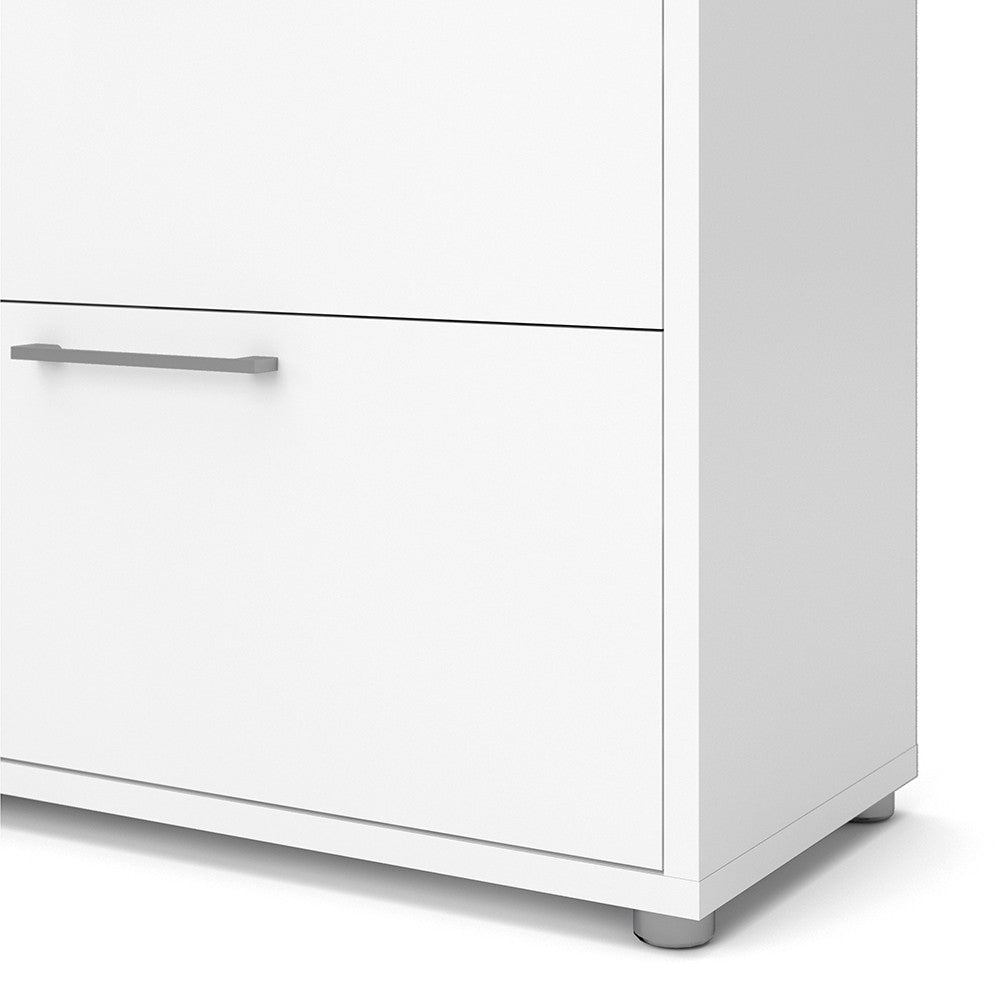 Prima Bookcase 5 Shelves with 2 Drawers + 2 File Drawers in White