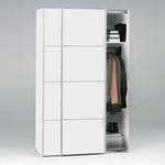 Verona Sliding Wardrobe 120cm in White with White Doors with 2 Shelves