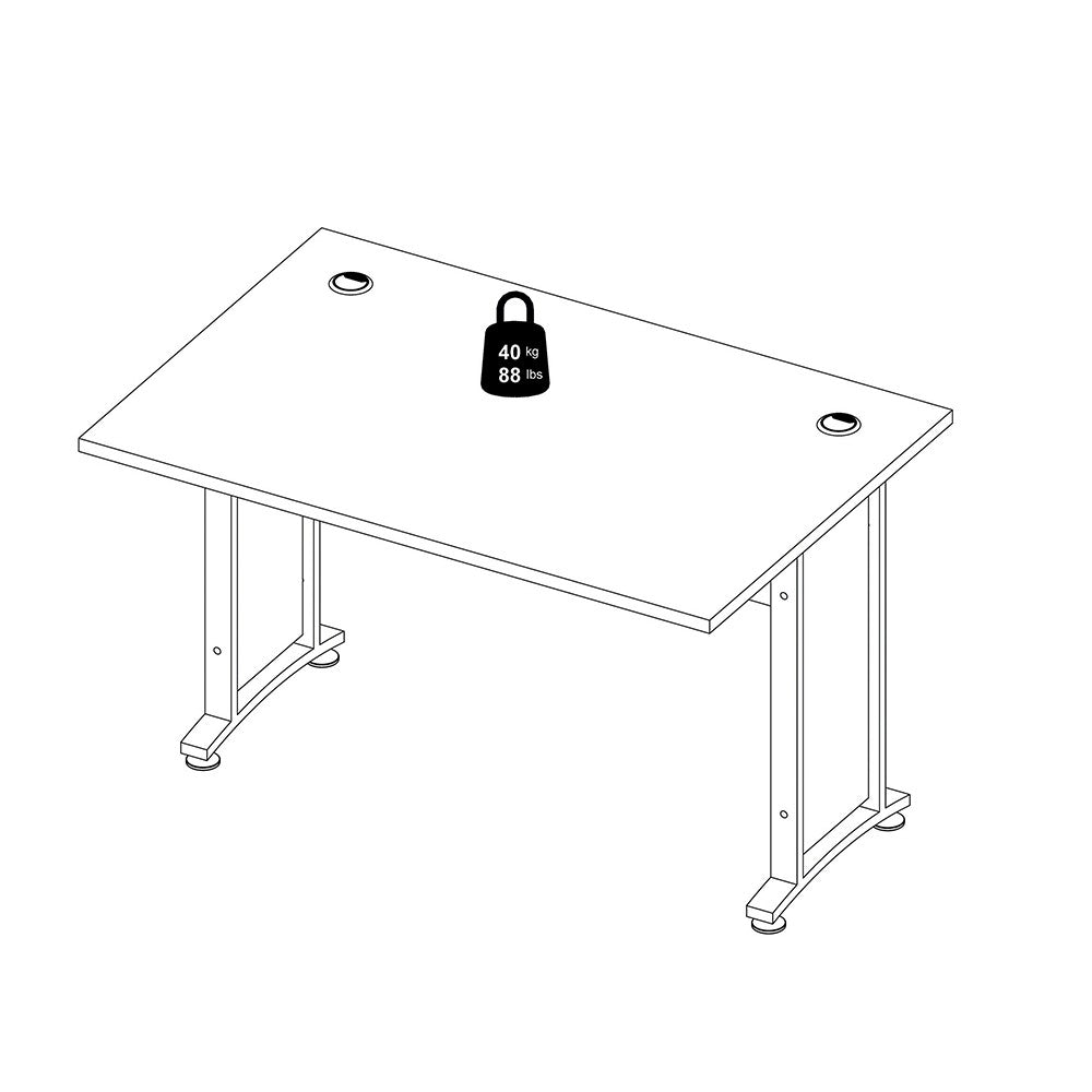 Prima Desk 120 cm in White with Silver grey steel legs