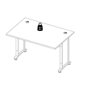 Prima Desk 120 cm in White with Silver grey steel legs