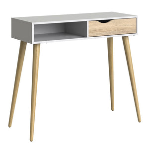 Oslo Console Table 1 Drawer 1 Shelf in White and Oak FSC Mix 70 % NC-COC-060652