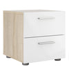 Pepe Bedside 2 Drawers in Oak with White High Gloss