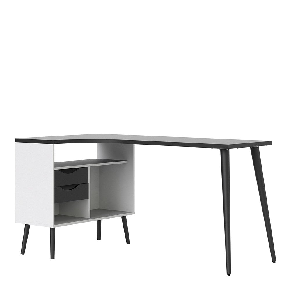 Oslo Desk 2 Drawer in White and Black Matt FSC Mix 70 % NC-COC-060652