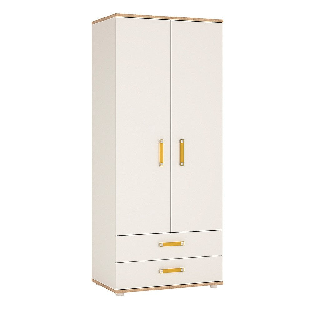 4KIDS 2 door 2 drawer wardrobe with orange handles