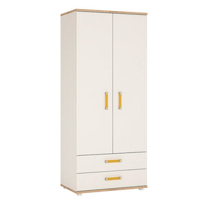 4KIDS 2 door 2 drawer wardrobe with orange handles