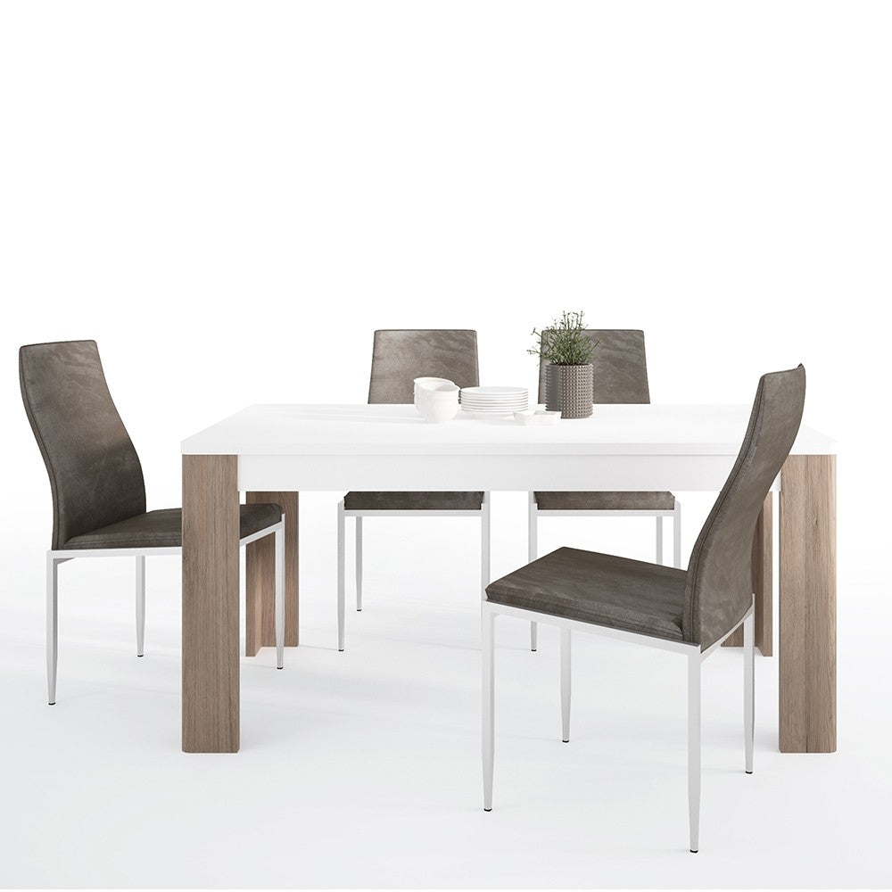 Dining set package Toronto 160 cm Dining Table + 6 Milan High Back Chair Dark Brown.