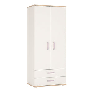 4KIDS 2 door 2 drawer wardrobe with lilac handles