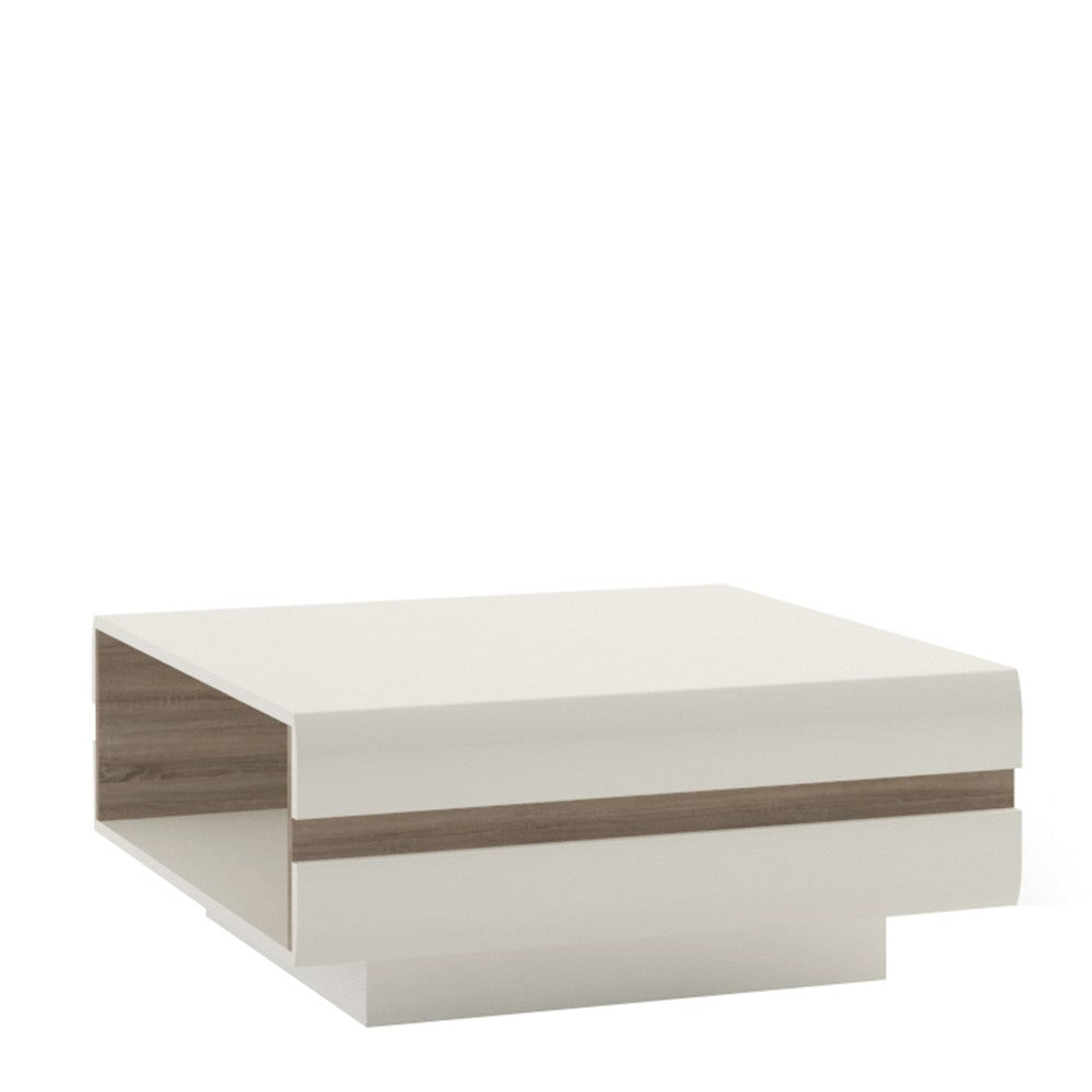 Chelsea Living Designer Coffee Table in white with an Truffle Oak Trim