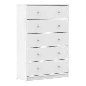 May Chest of 5 Drawers in White