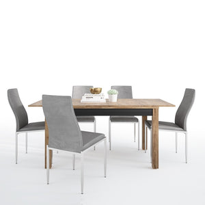 Dining set package Havana extending dining table + 4 Milan High Back Chair Grey.