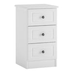 Hampshire 3 drawer bedside in white textured MDF and white melamine