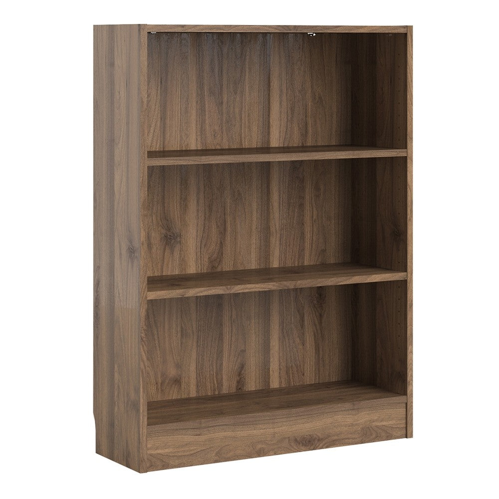 *Basic Low Wide Bookcase (2 Shelves) in Walnut