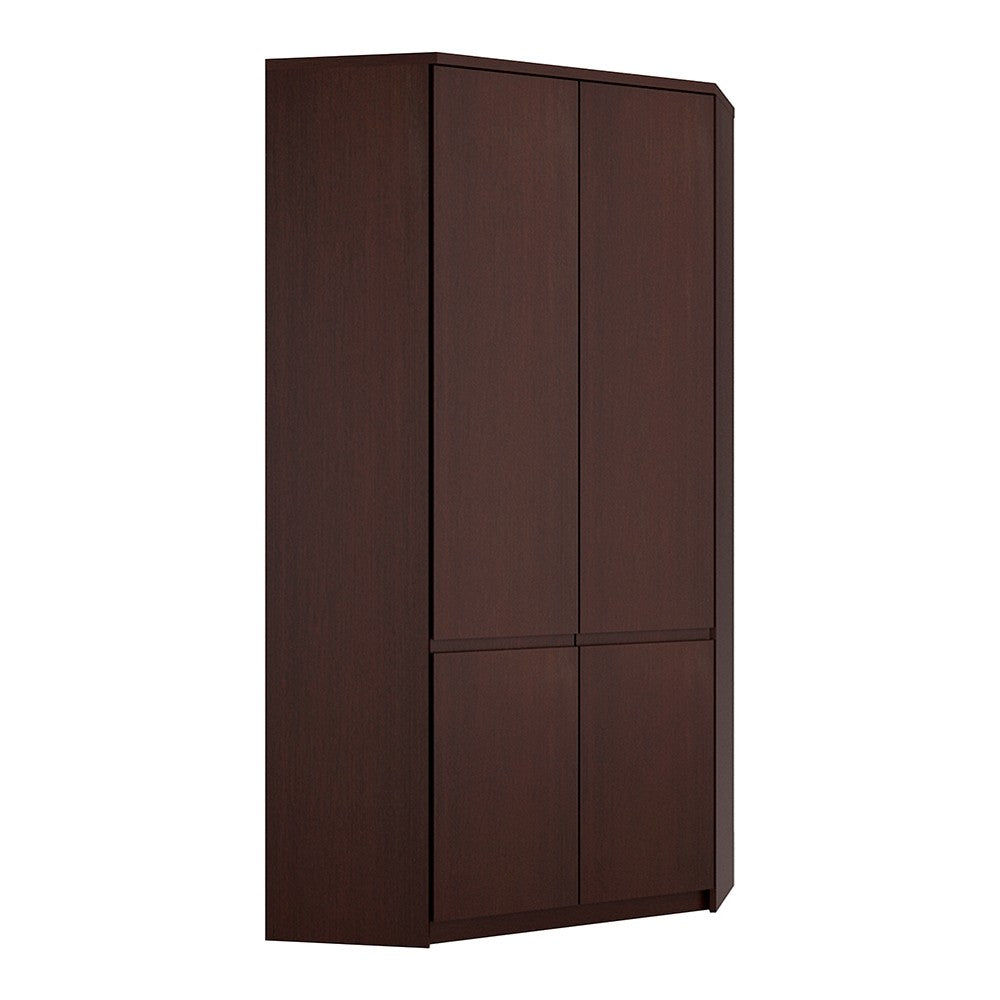 Pello Corner Wardrobe in Dark Mahogany