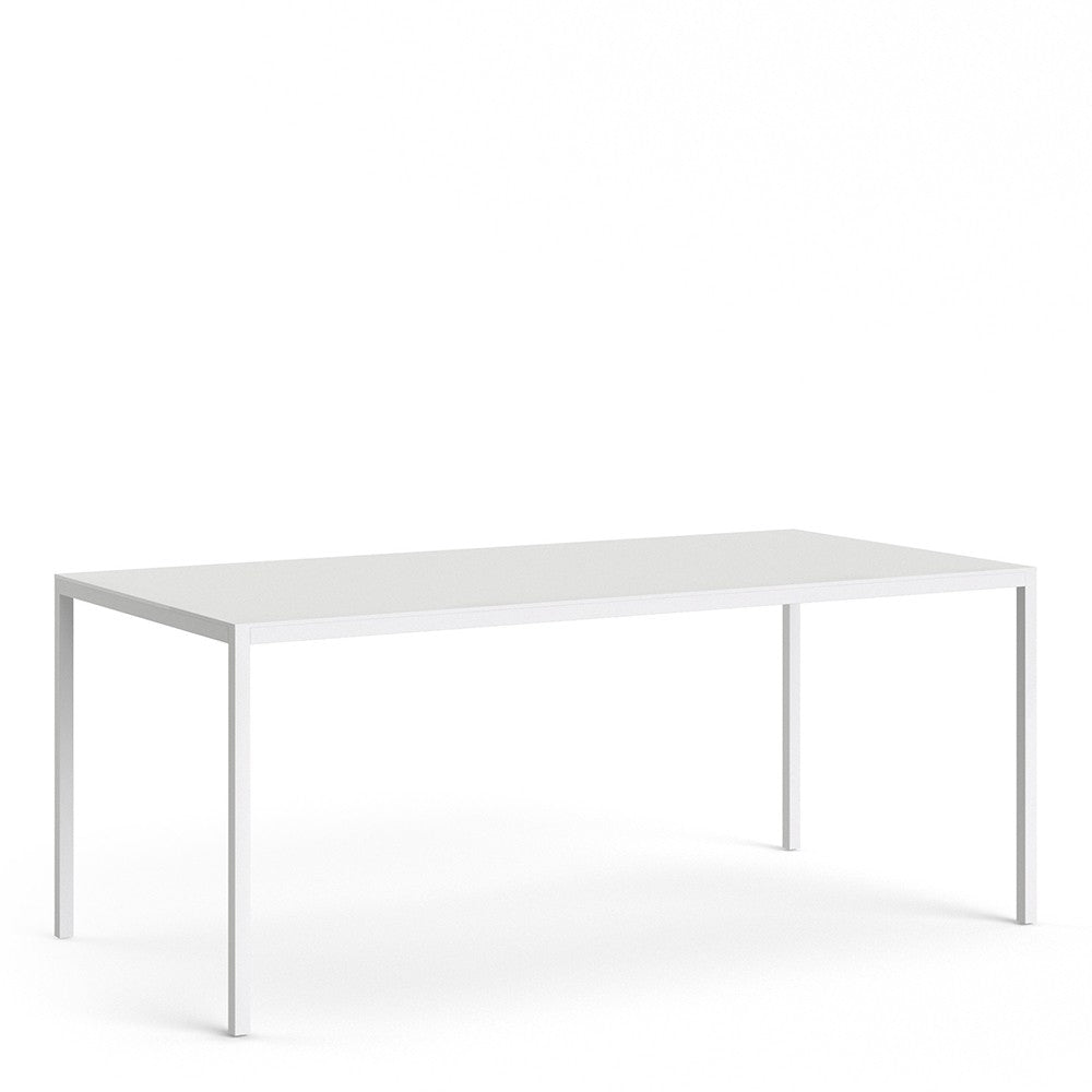 Family Dining Table 180cm White Table Top with White Legs