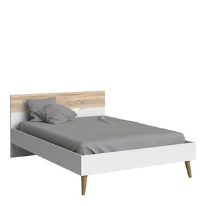 Oslo Euro Double Bed (140 x 200) in White and Oak