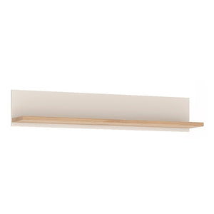 4KIDS 110 cm wall shelf in light oak and white high gloss