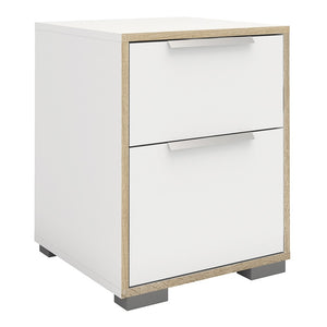 Line Bedside 2 Drawers in White and Oak