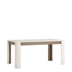 Chelsea Living Extending Dining Table in white with an Truffle Oak Trim