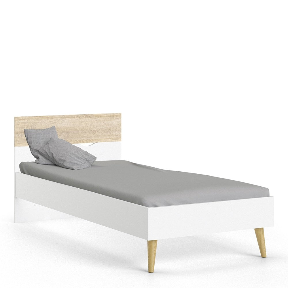 Oslo Euro Single Bed (90 x 200) in White and Oak