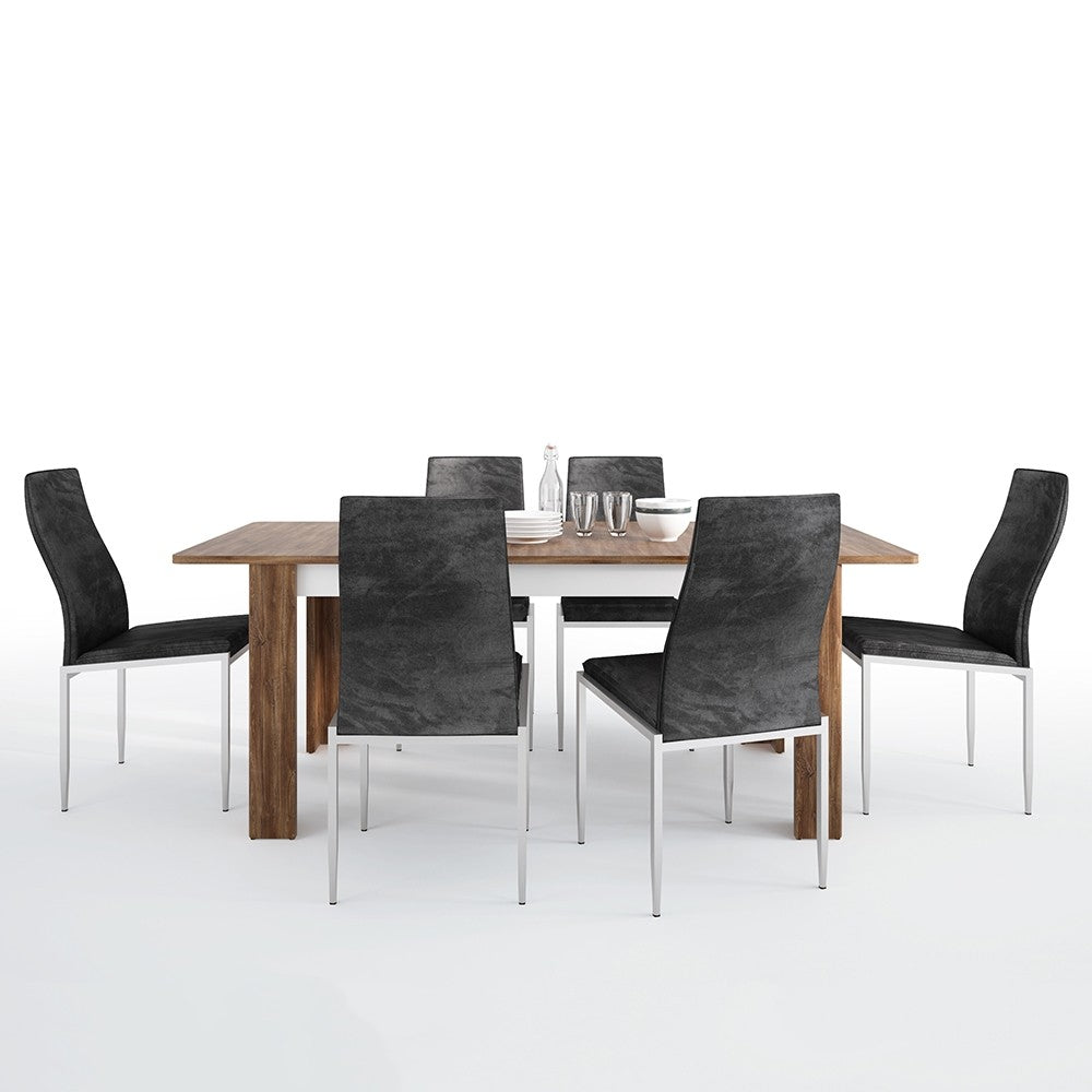 Dining set package Toledo extending dining table + 4 Milan High Back Chair Black.