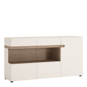 Chelsea Living 3 Door Glazed Sideboard in white with an Truffle Oak Trim