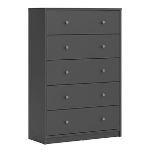 May Chest of 5 Drawers in Grey