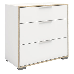 Line Chest of 3 Drawers in White and Oak