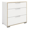 Line Chest of 3 Drawers in White and Oak