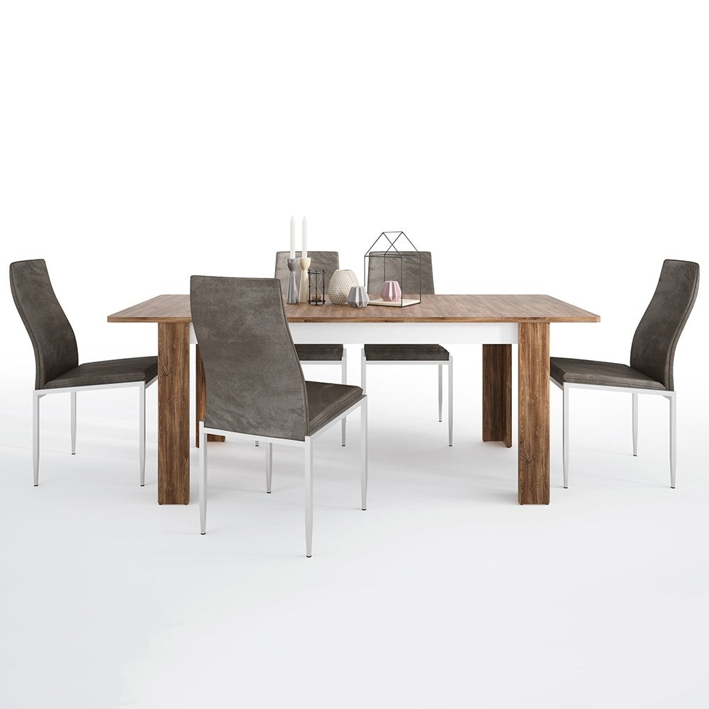 Dining set package Toledo extending dining table + 6 Milan High Back Chair Dark Brown.