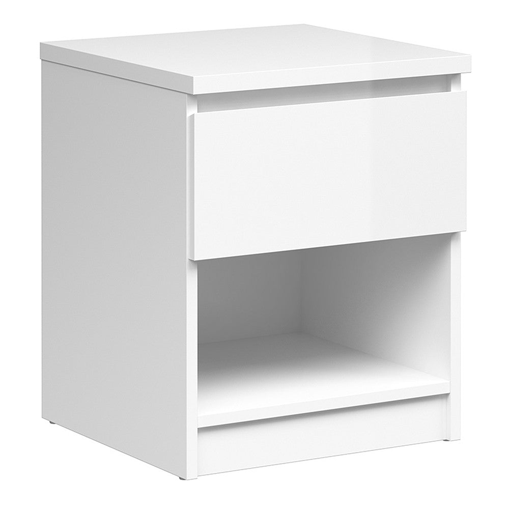 Naia Bedside - 1 Drawer 1 Shelf in White High Gloss