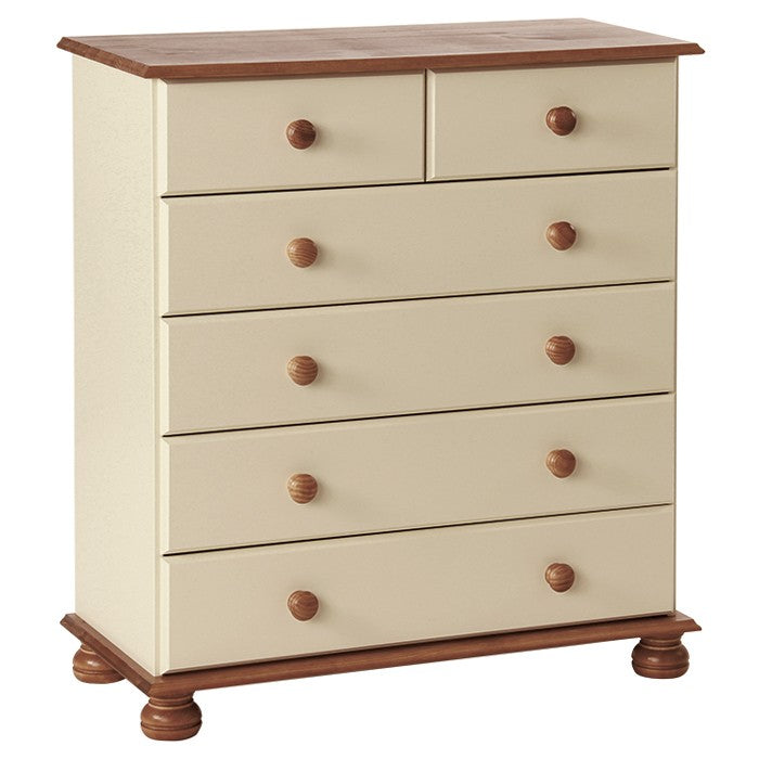 Copenhagen 2 + 4 Drawer Chest in Cream/Pine