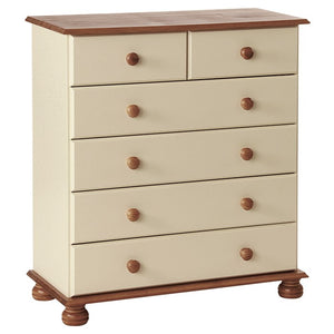 Copenhagen 2 + 4 Drawer Chest in Cream/Pine