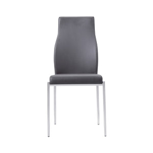 Milan High Back Chair Grey Faux Leather. Set of 2