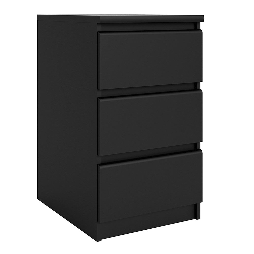 Naia Bedside - 3 Drawers in Black Matt