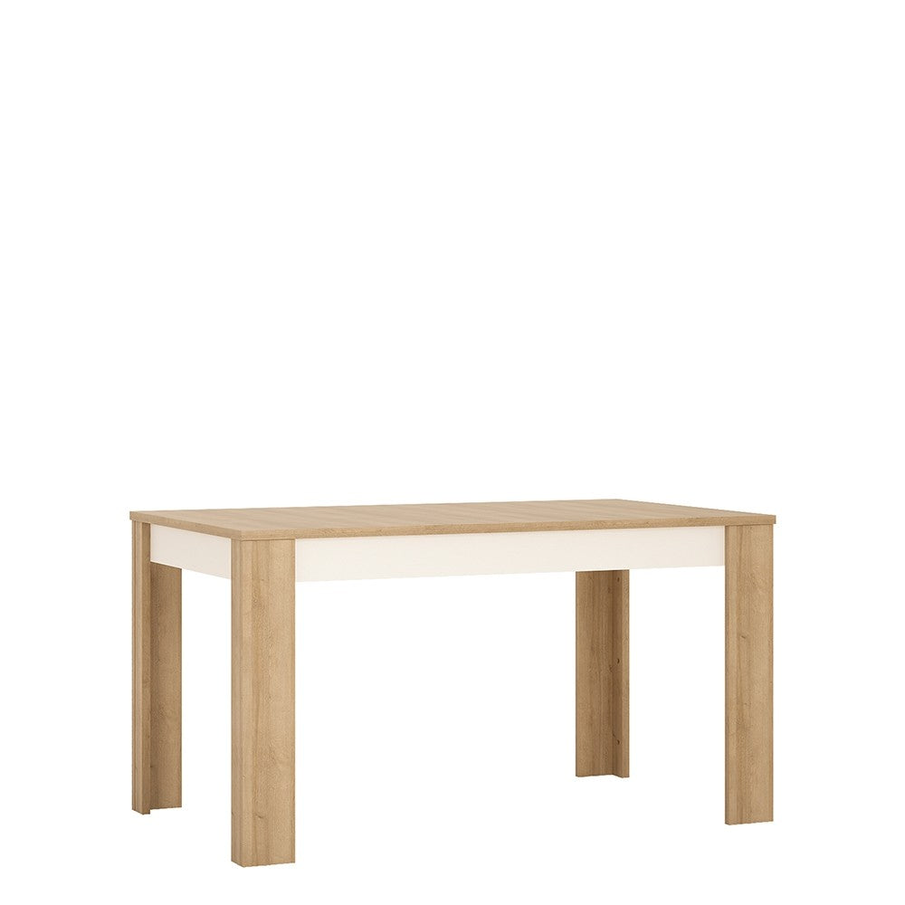 Lyon Medium extending dining table 140/180 cm in Riviera Oak/White High Gloss