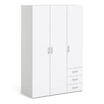 Space Wardrobe with 3 doors + 3 drawers White 1750