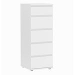 Nova Narrow Chest of 5 Drawers in White