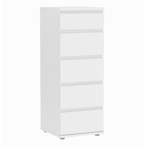 Nova Narrow Chest of 5 Drawers in White