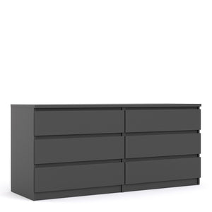 Naia Wide Chest of 6 Drawers (3+3) in Black Matt