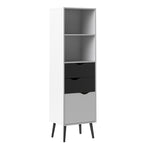 Oslo Bookcase 2 Drawers 1 Door in White and Black Matt