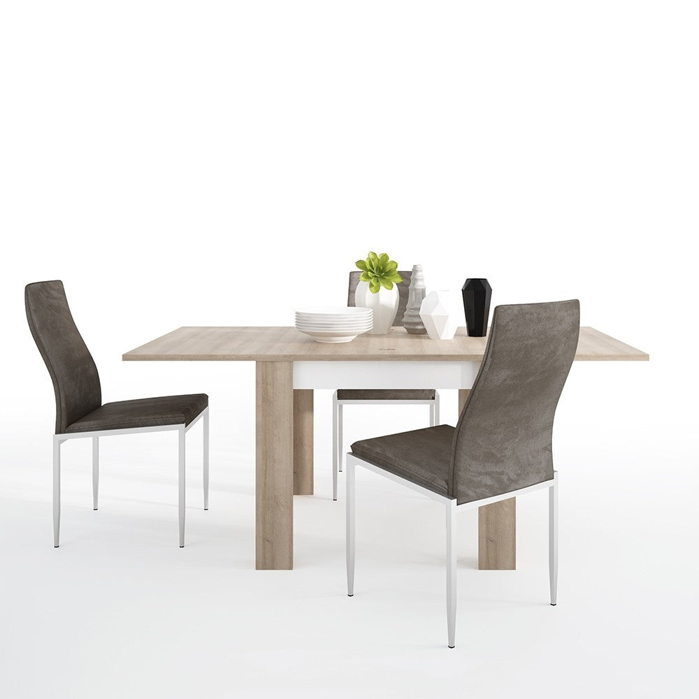 Dining set package Lyon Small extending dining table 90/180cm + 6 Milan High Back Chair Dark Brown.