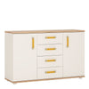 4KIDS 2 door 4 drawer sideboard with orange handles  4KIDS 2 door 4 drawer sideboard with orange handles