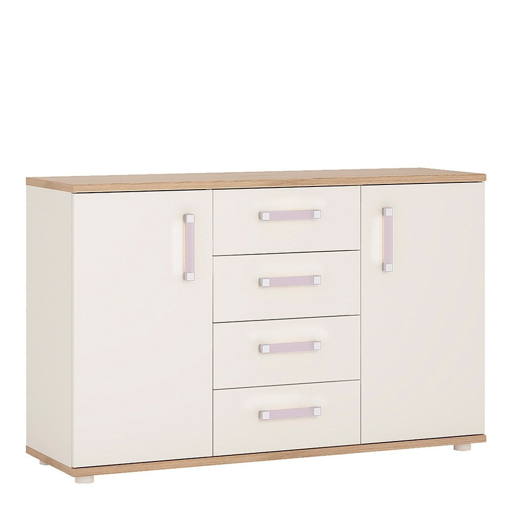 4KIDS 2 door 4 drawer sideboard with lilac handles