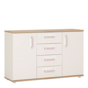 4KIDS 2 door 4 drawer sideboard with lilac handles