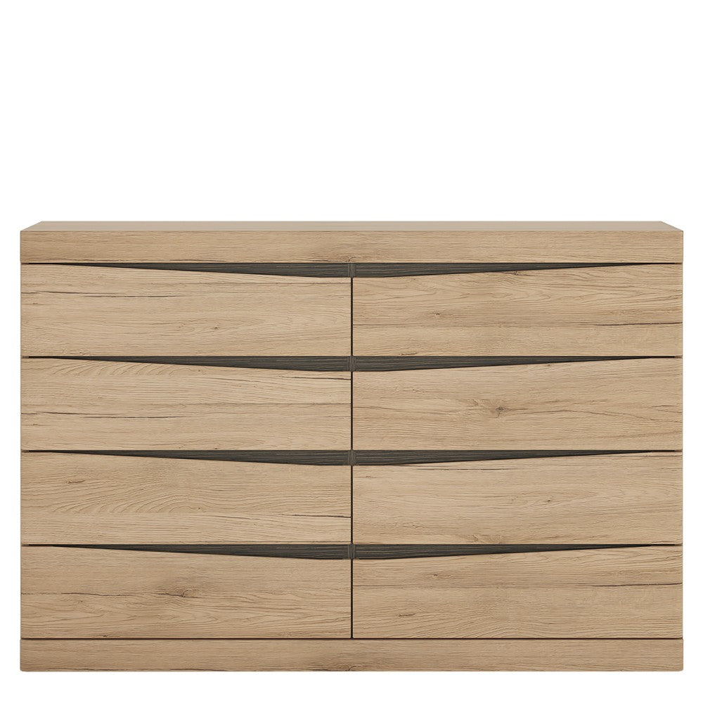 Kensington 4 + 4 Wide Chest of Drawers in Oak.