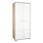 Homeline Wardrobe - 2 Doors 2 Drawers in Oak with White High Gloss