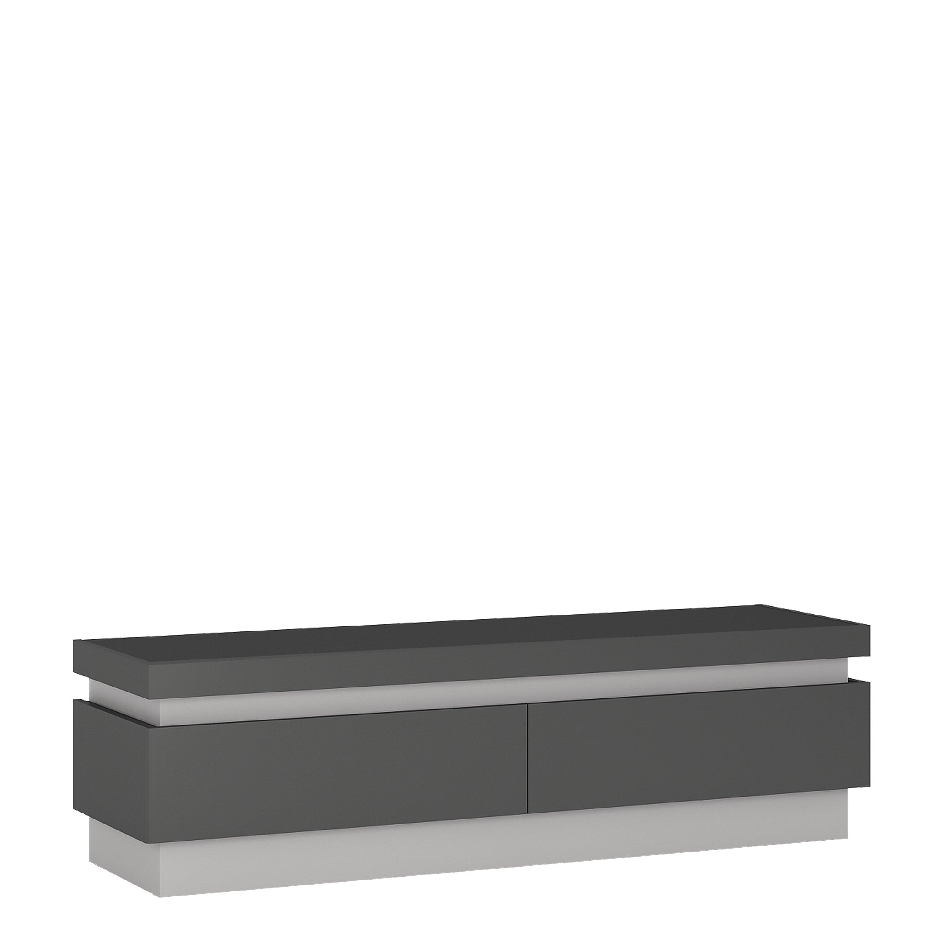 Lyon 2 drawer TV cabinet in Platinum/Light Grey Gloss