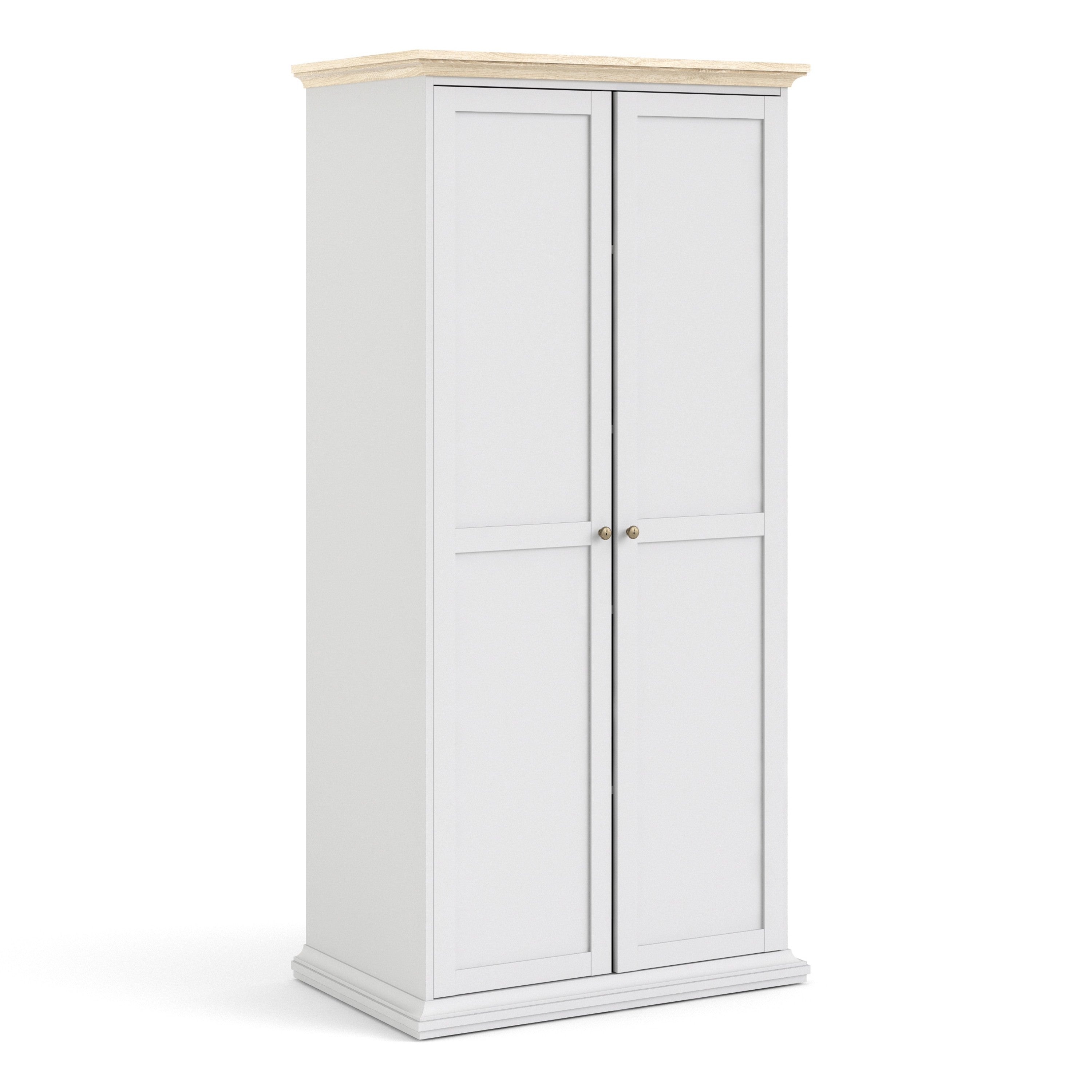 Paris Wardrobe with 2 Doors in White and Oak